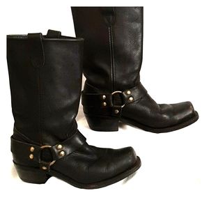 Black leather Square toe Boots men 7 1/2 E